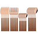 Ljojo 24Pcs Stainless Steel Cutlery Set with Imitation Wood Handle