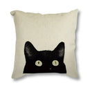 Black Cat & Butterfly Print Linen Cushion Cover by Ljojo - 45x45CM