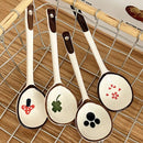 Ceramic Kawaii Spoon Set by Ljojo: Hand Painted Long Handle Soup & Dessert Spoons