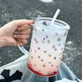 Ljojo 1000ml Glass Tumbler with Lid and Straw – Versatile Kawaii Drinkware