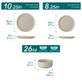 Ljojo Light-Grey Stoneware Plates Set - Dinnerware Set with Plates, Dessert, Bowls