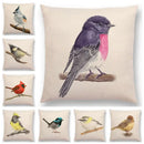Birds Painting Cushion Cover - Ljojo Collection: Robin, Titmouse, Toucan, Sparrow, Firecrest, Cardinal, Bullfinch