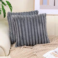 Ljojo Luxe Faux Fur Striped Throw Pillow Cover for Home Decor