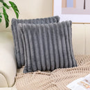 Ljojo Luxe Faux Fur Striped Throw Pillow Cover for Home Decor