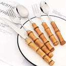 Ljojo 20-Piece Bamboo Handle Stainless Steel Cutlery Set