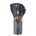 Ljojo 12-Piece Silicone Utensils Set with Wooden Handles for Non-Stick Cooking