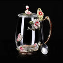Enamel Glass Mug Set with Lid & Spoon by Ljojo: High-Temperature-Resistant Teaware