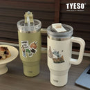 Ljojo 40oz Tumbler Cup Stainless Steel Insulated Coffee Mug with Straw