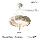 Gypsum Plaster Chandelier LED White Resin French Court Hanging Lamp by Ljojo