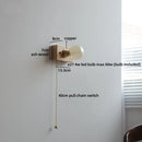 Ljojo LED Wall Lamp Pull Chain Switch Wood Stair Lighting Mirror Light
