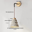 Ljojo LED Pull Chain Wall Sconce Cement Shade Wood Stair Light