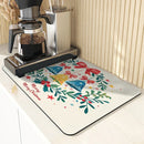 Christmas Bells Drying Mat: Absorbent Dish & Cup Placemat by Ljojo