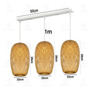GEW Classic HandWoven Bamboo Lantern Pendant Lamp by Ljojo - Natural Rattan Wicker Chandelier Lighting.