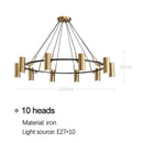 LED Copper Ring Spotlight Chandelier Elegant Lighting Fixture for Home Living Room by Ljojo