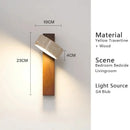 Japanese Wabi Sabi Yellow Travertine Wall Lamp Pull Chain LED Wood Stone Lights by Ljojo