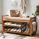 Ljojo™ Bamboo Shoe Storage Bench with Hidden Drawer and Organizer