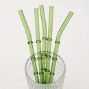 Ljojo 11Pcs Green Glass Straws Set with Brush - High Borosilicate Drinkware