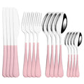 Ljojo 16-Piece Pink Gold Stainless Steel Cutlery Set - Dinnerware Flatware Tableware Kit