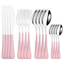 Ljojo 16-Piece Pink Gold Stainless Steel Cutlery Set - Dinnerware Flatware Tableware Kit