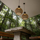 Ljojo Wooden Chandelier Modern Pendant Lamp Nordic Ceiling Hanging Light Black Metal Glass Shade