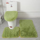 Ljojo 3 Piece White Bathroom Rugs Sets Non-Slip Bath Mats Lid Cover Contour Mat