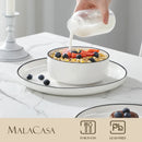 Ljojo 12/24 Piece Black Rim Porcelain Dinnerware Set - Tableware Set for 4