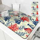 Ljojo Marine Coral Diatoms Absorbent Non-slip Kitchen Drain Mat