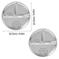 Ljojo 304 Stainless Steel Round Dinner Plate 3 Compartments Stackable Fruit Salad Plates