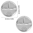 Ljojo 304 Stainless Steel Round Dinner Plate 3 Compartments Stackable Fruit Salad Plates