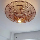 Ljojo Japanese Wabi Sabi Rattan Pendant Lamp Rustic Chandelier for Living Room & Cafe