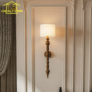 French Medieval Solid Wood Walnut/Black Wall Lamp LED E27 for Living Room by Ljojo