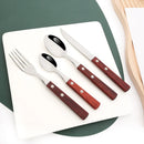 Ljojo 12Pcs Wood Handle Silver Forks Set, Stainless Steel Flatware Dinnerware