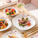 Ljojo 48-Piece Porcelain Ceramic Dinnerware Set for 12: Plates and Bowls