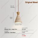 Modern Travertine Wood Pendant Light LED Hanging Lamp Chandelier for Dining Room by Ljojo