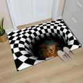 Ljojo 3D Optical Illusion Entrance Carpet: Trippy Living Room Rug for Hallway, Bedroom, Bathroom