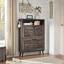 Ljojo™ Farmhouse Shoe Storage Cabinet with Barn Door Design & 4 Flip Drawers