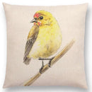 Birds Painting Cushion Cover - Ljojo Collection: Robin, Titmouse, Toucan, Sparrow, Firecrest, Cardinal, Bullfinch