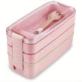 Ljojo 3-Layer Healthy Material Kids Bento Box with Handle, 900ML