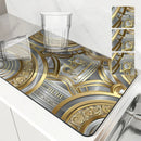 Ljojo Metallic Pattern Coffee Mat: Quick Kitchen Drying Mat for Draining Dishes & Utensils