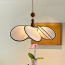French Retro Fabric Petal Pendant Light Wooden Accent for Restaurant Hotel Living Room Dining Room Home Decor