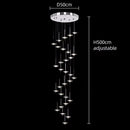 Ljojo Meteor Water Droplet Crystal Chandelier LED Hanging Lamps for High House Staircase