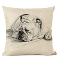 Cute Bulldog Hand-Painted Linen Pillowcase by Ljojo Teddy Collection