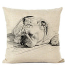 Cute Bulldog Hand-Painted Linen Pillowcase by Ljojo Teddy Collection
