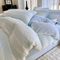 Ljojo Milk Fleece Bed 4-Piece Set, Coral Fleece Mattress, Double Quilt Cover, Bed Sheet