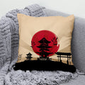 Ljojo Lucky Cat Mount Fuji Art Cushion Cover - Japanese Style Throw Pillow