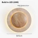Circular Yellow Cave Stone Wall Lamp Wabi Sabi Style | Retro Light for Living Room Bedroom - Ljojo