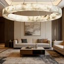 Faux Marble Round Pendant Light Modern Resin Hanging Lamp for Living Dining Study Room