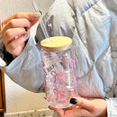 Ljojo 16.9oz Bow Plastic Tumbler Jar Water Bottle with Lid & Straw