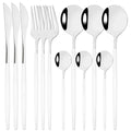 Ljojo 12-Piece Black Gold Stainless Steel Cutlery Set for Parties and Kitchens