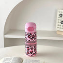 Ljojo Leopard Print Stainless Steel Tumbler with Straw -  Luxury Thermal Coffee Cup